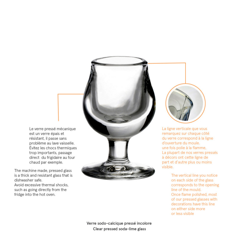 Verre à liqueur verre pressé 2 cl Uni La Rochere