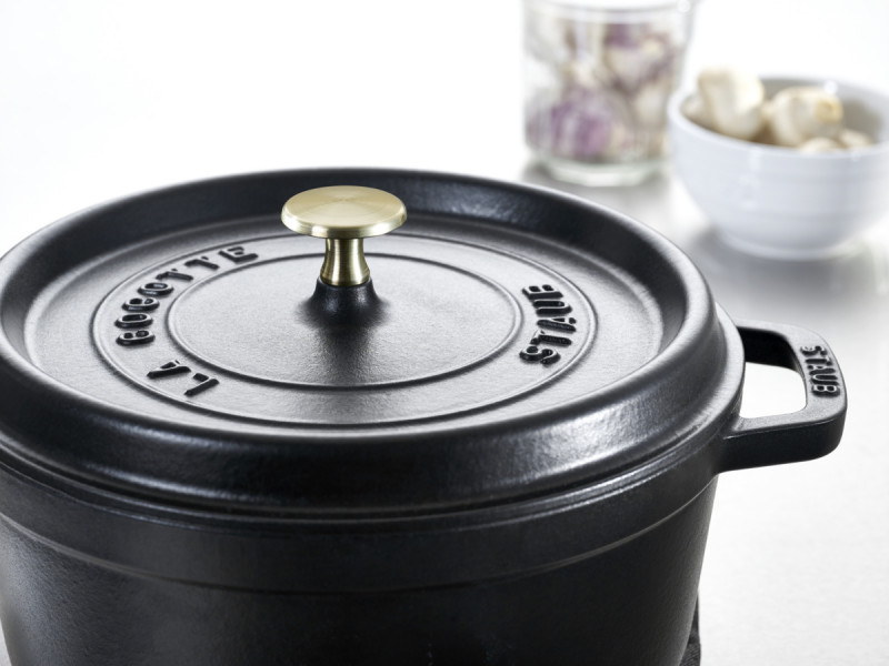 Cocotte fonte d'acier Sans revêtement Avec couvercle Ø 20 cm 14,2 cm 2,2 L Staub