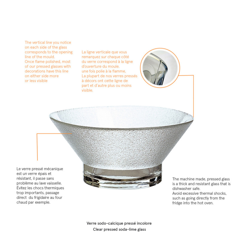Coupe à dessert rond transparent verre pressé Ø 13 cm La Rochere