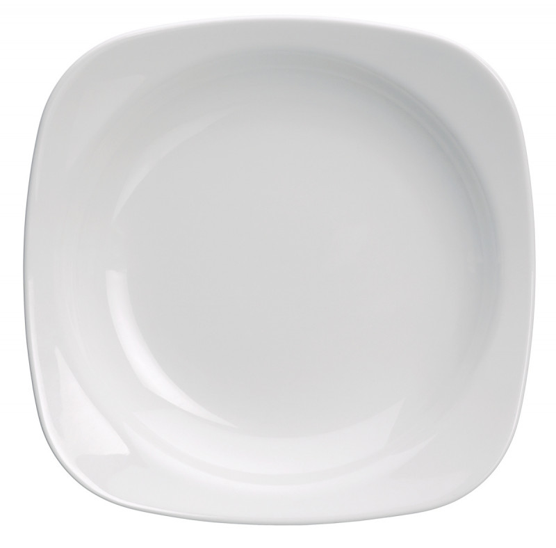 Assiette creuse carré ivoire porcelaine vitrifiée 21x21 cm Ska Rak