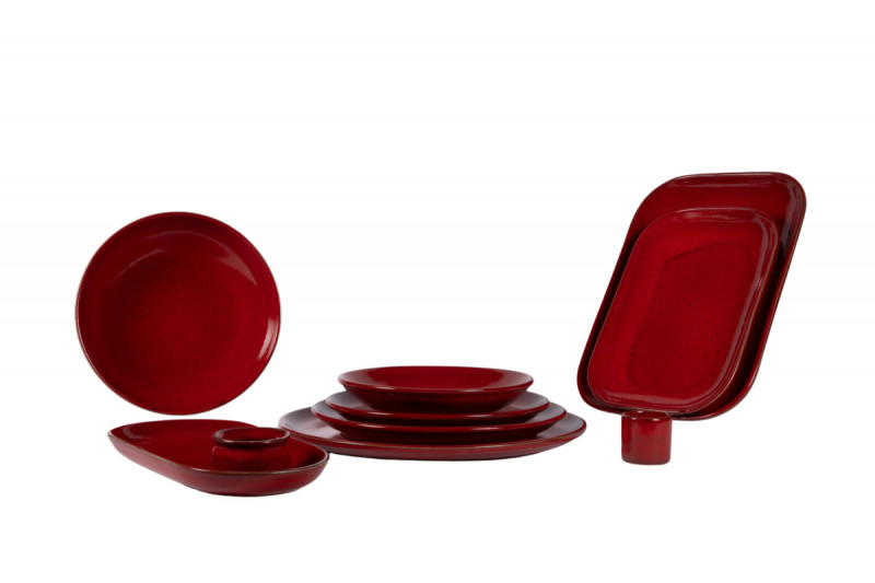 Assiette plate rond rouge grès émaillé Ø 27 cm Gres Couleur Pro.mundi