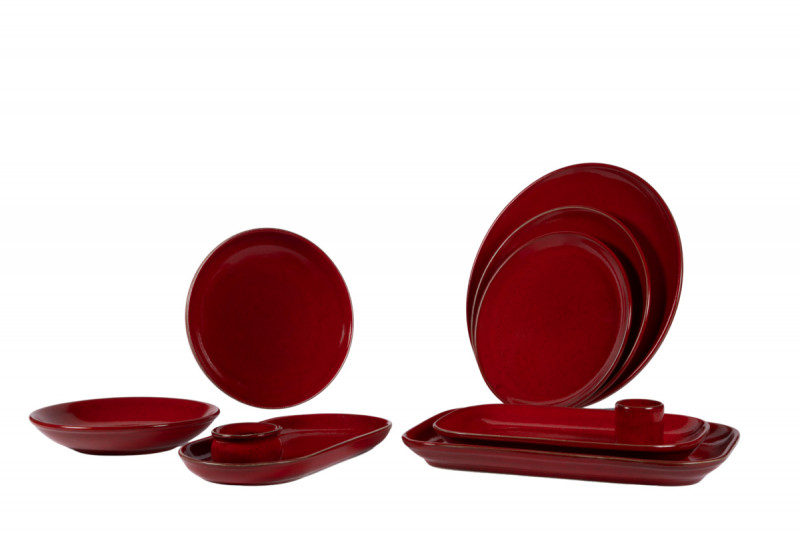 Assiette plate rond rouge grès émaillé Ø 27 cm Gres Couleur Pro.mundi