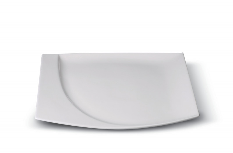 Assiette plate carré ivoire porcelaine vitrifiée 26x23 cm Mazza Rak