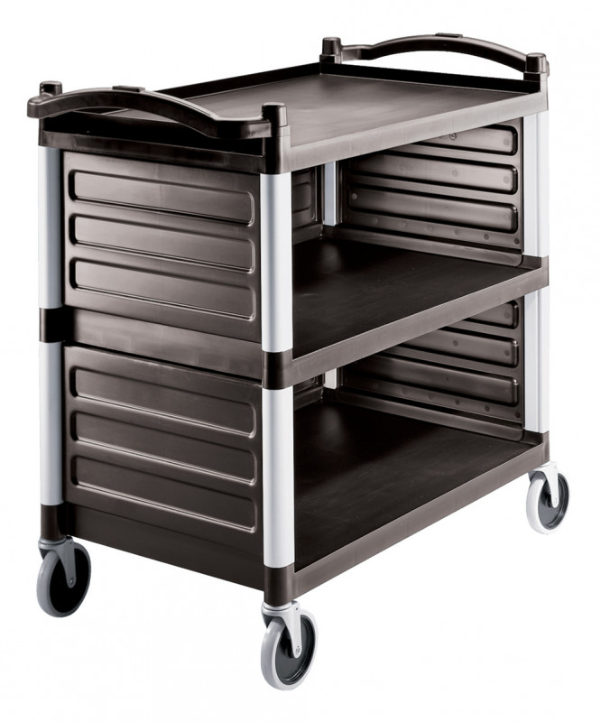 Chariot de service plastique noir 3 niveaux 101,5x54x95 cm 180 kg Cambro