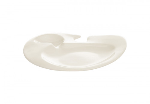 Assiette cocktail ovale ivoire porcelaine vitrifiée 22,7x18,6 cm Nabur Rak