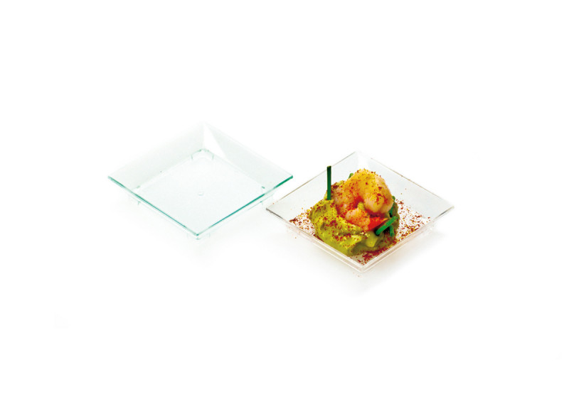 Verrine carré transparent 6x6x1,4 cm 2 cl (50 pièces)