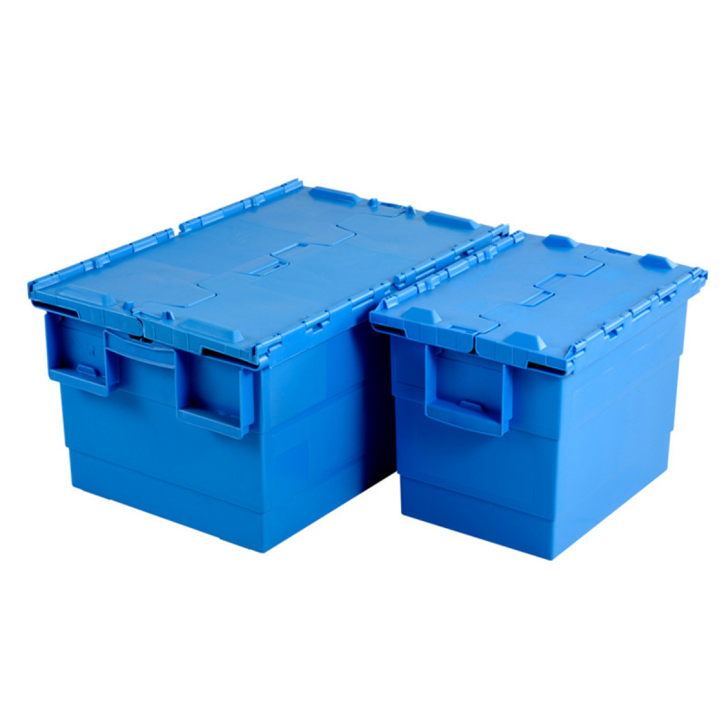 Bac spécial assiettes Avec couvercle bleu plastique 60x40x31,5 cm 55 L fond plein parois pleines Gilac