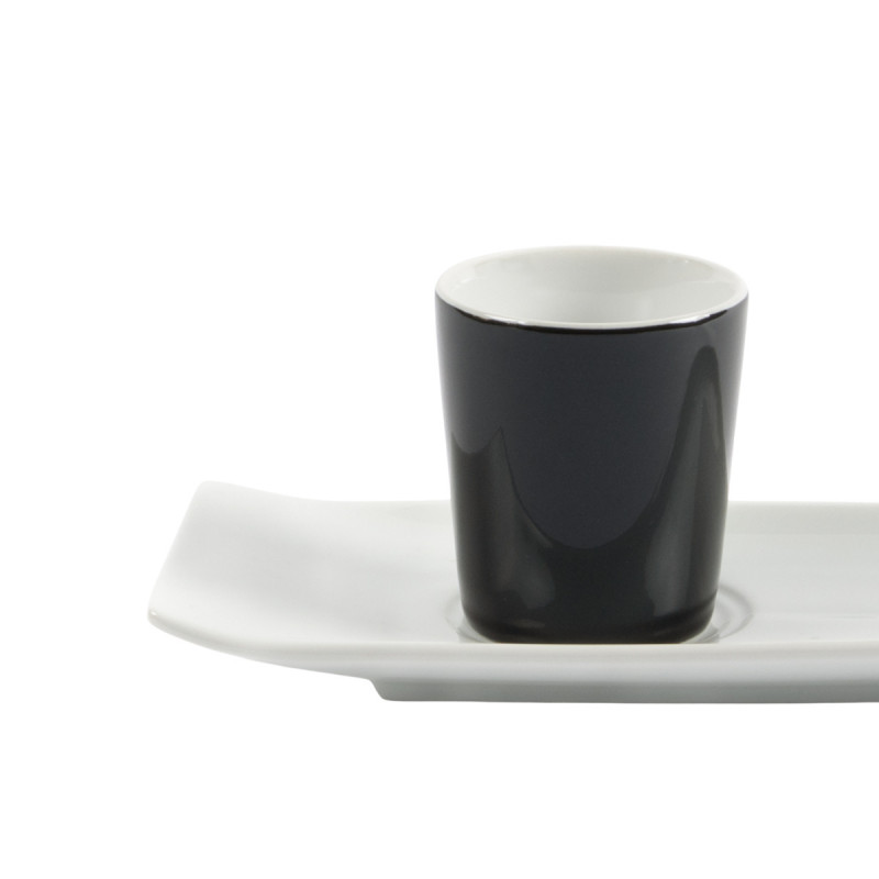 Gobelet rond noir grès émaillé 10 cl Ø 6 cm Prismo Pro.mundi