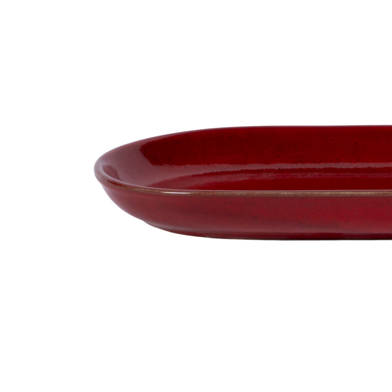Assiette à burger ovale rouge grès émaillé 29x14 cm Gres Couleur Pro.mundi
