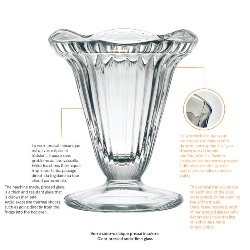 Coupe à dessert rond transparent verre pressé Ø 9,5 cm Cadette La Rochere