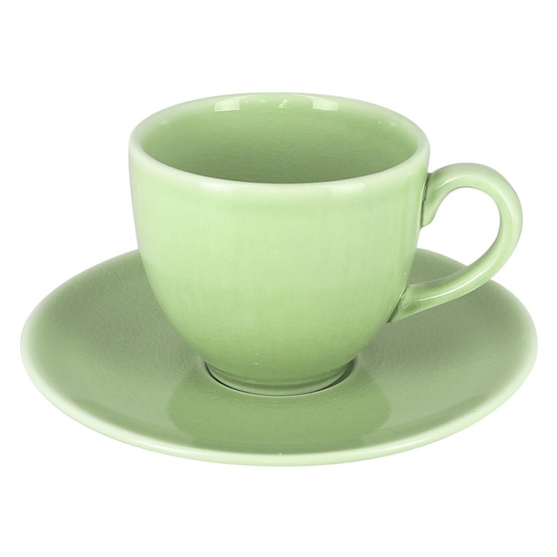 Sous-tasse à thé rond vert porcelaine vitrifiée Ø 15 cm Vintage Rak