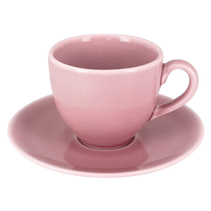 Sous-tasse à déjeuner rond rose porcelaine vitrifiée Ø 17 cm Vintage Rak