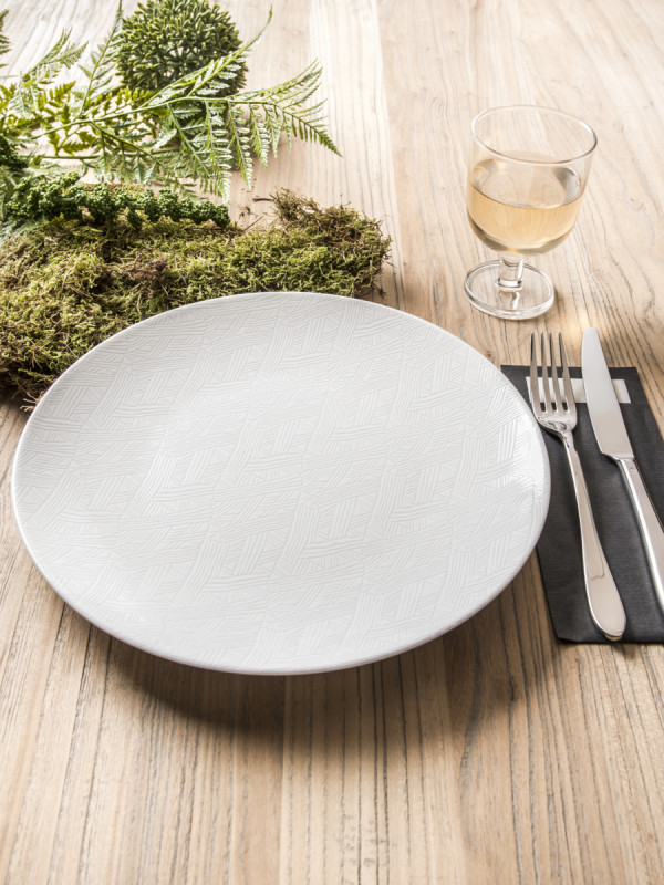 Assiette coupe plate rond blanc porcelaine vitrifiée Ø 25 cm Jungle Astera