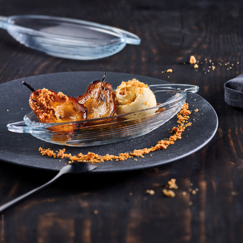 Coupe à dessert ovale transparent verre pressé Ø 25,5 cm Bali La Rochere