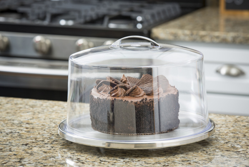 Présentoir à pâtisserie avec cloche rond inox Ø 32,5 cm Tablecraft