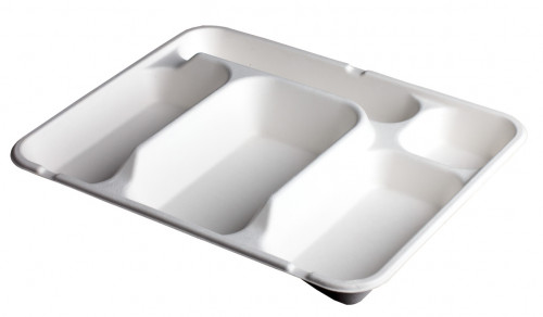 Plateau repas rectangulaire blanc bagasse 30x24,5 cm Be Pulp (50 pièces)