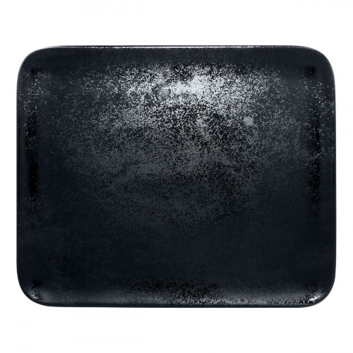 Assiette plate rectangulaire noir porcelaine vitrifiée 33,3x27,2 cm Karbon Rak