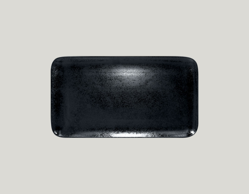 Assiette coupe plate | 2796 rectangulaire noir porcelaine vitrifiée 22x11 cm Karbon Rak