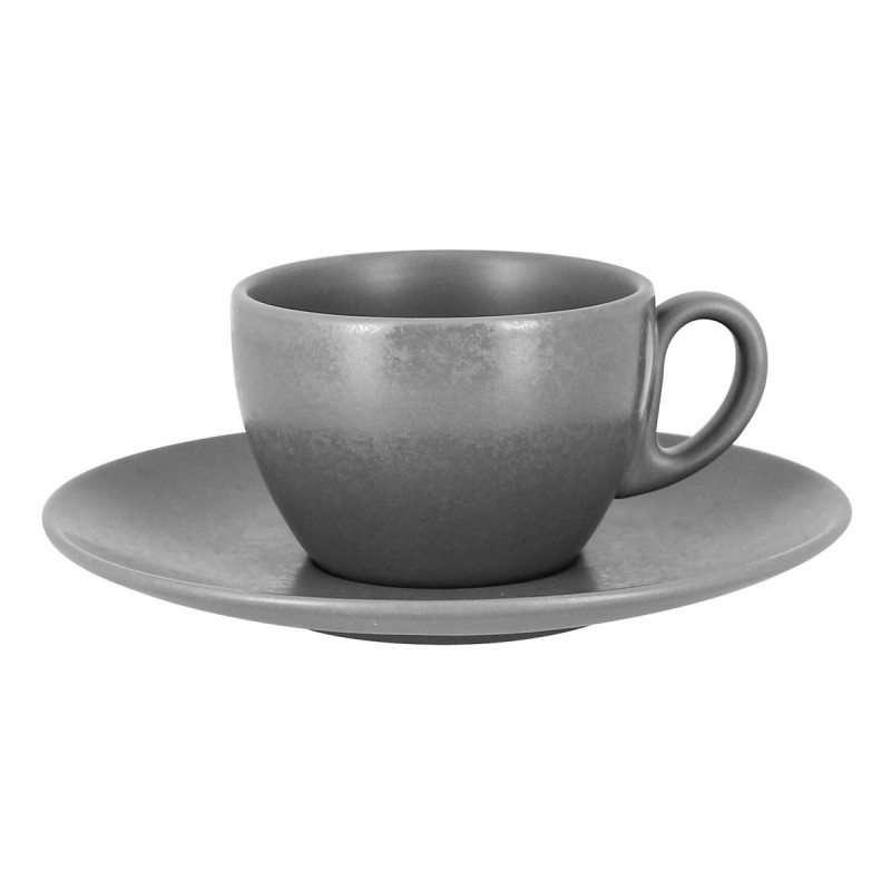 Sous-tasse à expresso rond gris porcelaine vitrifiée Ø 12,5 cm Shale Rak