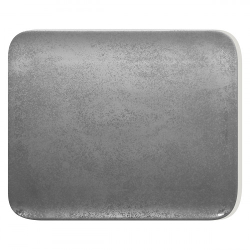 Assiette plate rectangulaire gris porcelaine vitrifiée 33x27 cm Shale Rak