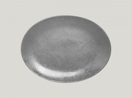 Plat ovale gris porcelaine vitrifiée 36x27 cm Shale Rak