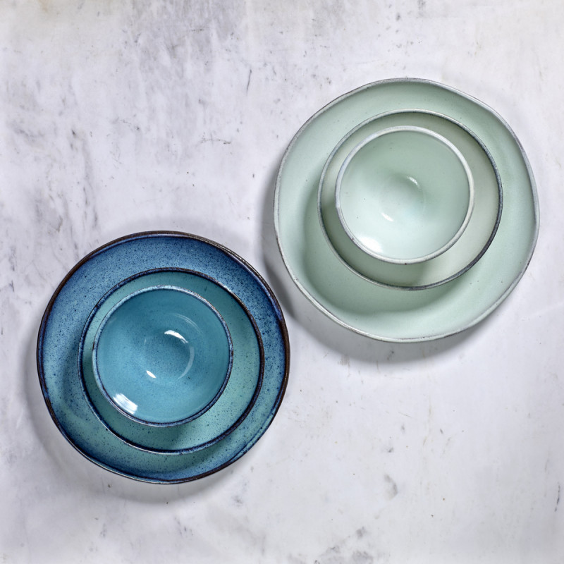 Assiette coupe creuse rond bleu terre cuite Ø 23 cm Aqua Serax