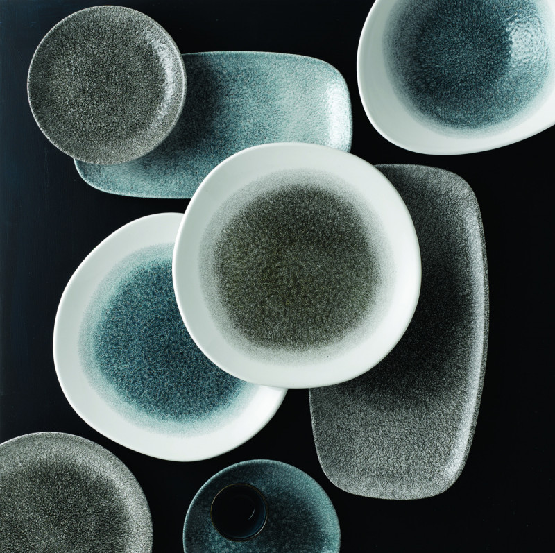 Assiette plate rond bleu porcelaine vitrifiée Ø 28,8 cm Raku Topaz Churchill