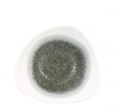 Saladier triangulaire noir porcelaine vitrifiée 23,5 cm Raku Churchill