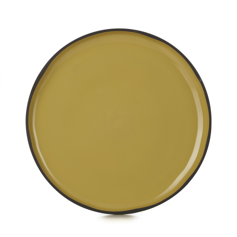 Assiette plate rond jaune porcelaine culinaire Ø 21 cm Caractere Revol