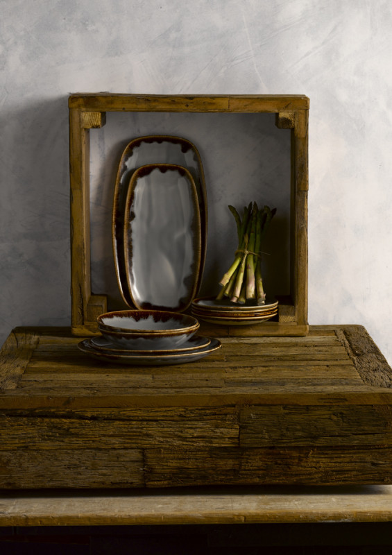 Assiette coupe plate rond gris porcelaine vitrifiée Ø 26 cm Harvest Dudson