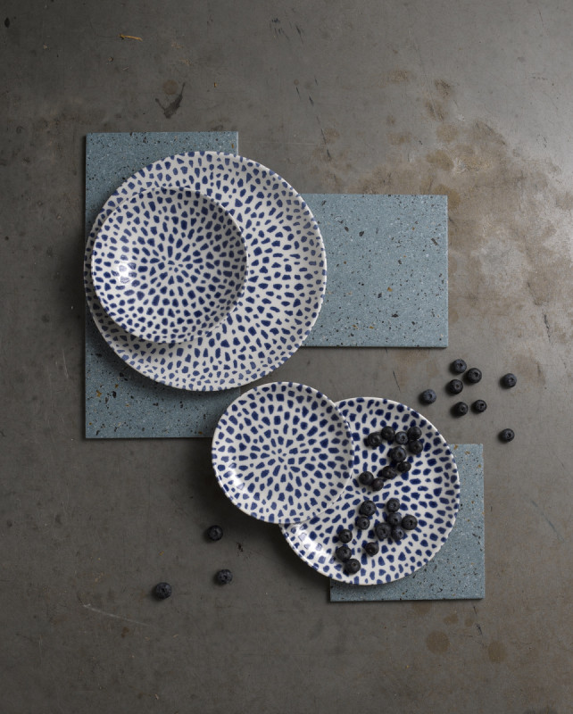 Assiette coupe plate rond bleu porcelaine vitrifiée Ø 26 cm Terrazzo Dudson