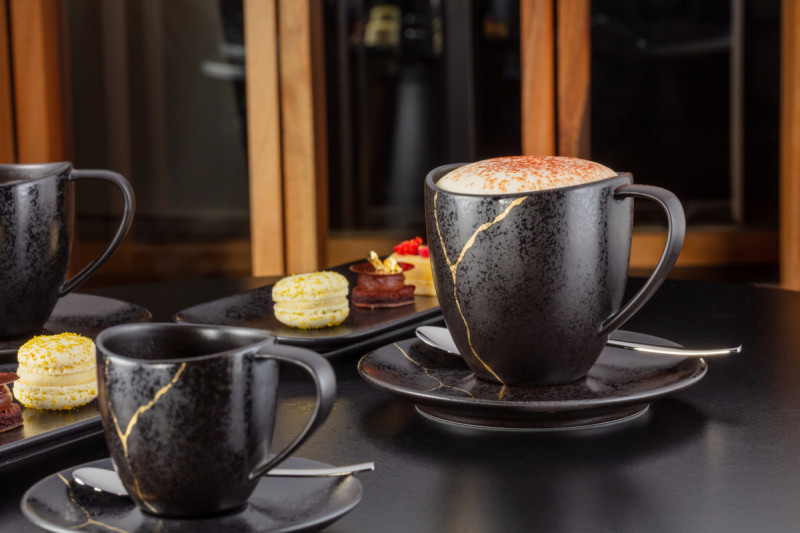 Sous tasse à espresso rond noir porcelaine Ø 12 cm Kintzoo Rak