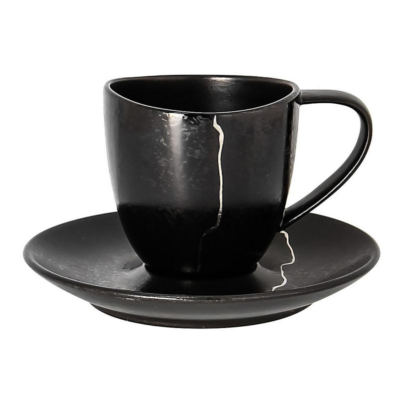 Sous tasse à espresso rond noir porcelaine Ø 12 cm Kintzoo Rak