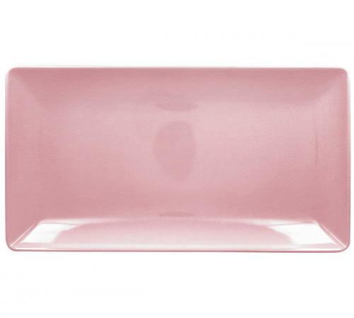 Assiette coupe plate rectangulaire rose porcelaine vitrifiée 33,8x18,3 cm Vintage Rak