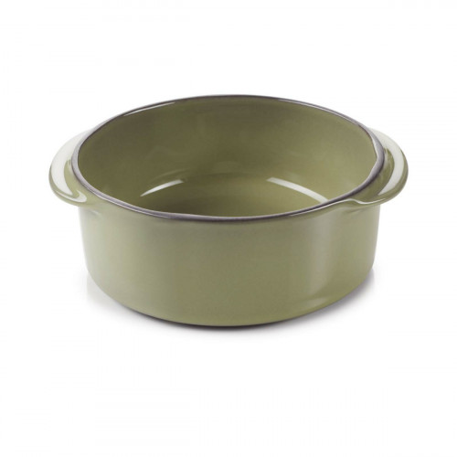 Cocotte sans couvercle rond vert porcelaine culinaire Ø 12 cm Caractère Revol