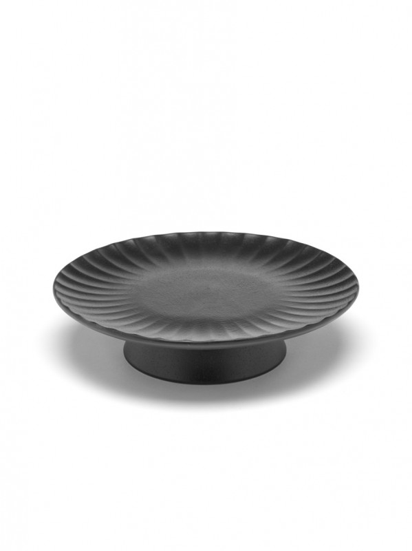 Présentoir à pâtisserie rond noir grès émaillé Ø 24 cm Inku Serax