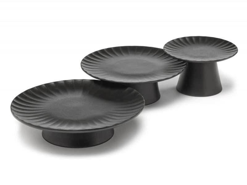 Présentoir à pâtisserie rond noir grès émaillé Ø 21 cm Inku Serax