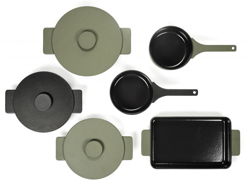 Poêle rond vert fonte d'acier Ø 26 cm 4,2 cm Surface Serax
