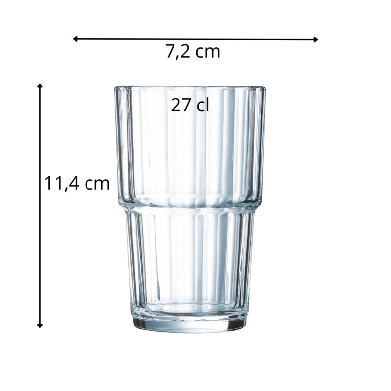 Gobelet forme haute verre trempé 27 cl Norvege Arcoroc