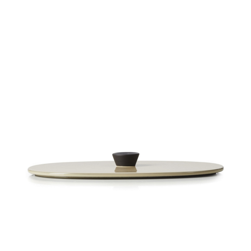 Couvercle pour plat ovale beige porcelaine culinaire 26x18,5 cm Caractere Revol