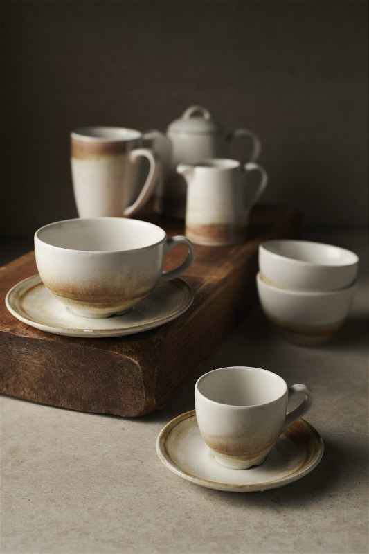 Sous tasse à café rond beige porcelaine vitrifiée Ø 11,8 cm Finca Dudson