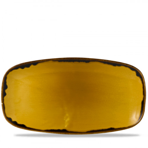 Assiette coupe plate rectangulaire jaune porcelaine vitrifiée 35,5x18,9 cm Harvest Dudson