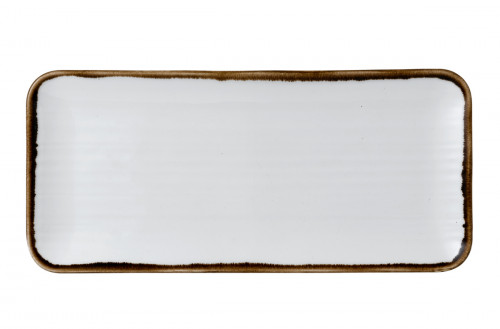 Assiette rectangulaire organique blanc porcelaine vitrifiée 35x16 cm Harvest Dudson