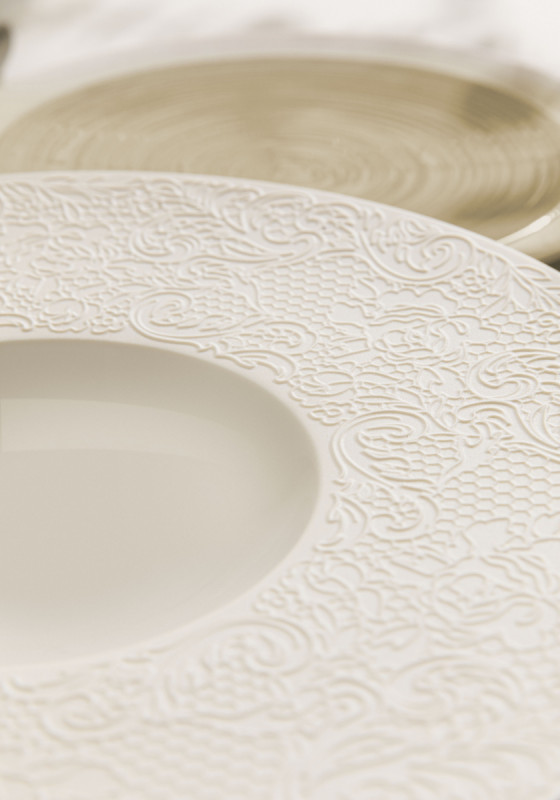 Assiette plate rond blanc porcelaine de limoges Ø 32 cm Collection L Couture Degrenne