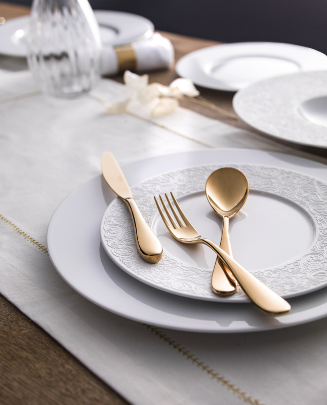 Assiette plate rond blanc porcelaine de limoges Ø 30 cm Collection L Couture Degrenne