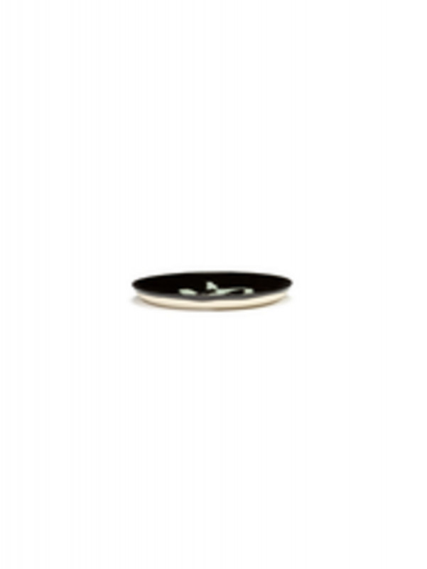 Assiette plate rond noir poivron blanc grès émaillé Ø 19 cm Feast By Ottolenghi Serax