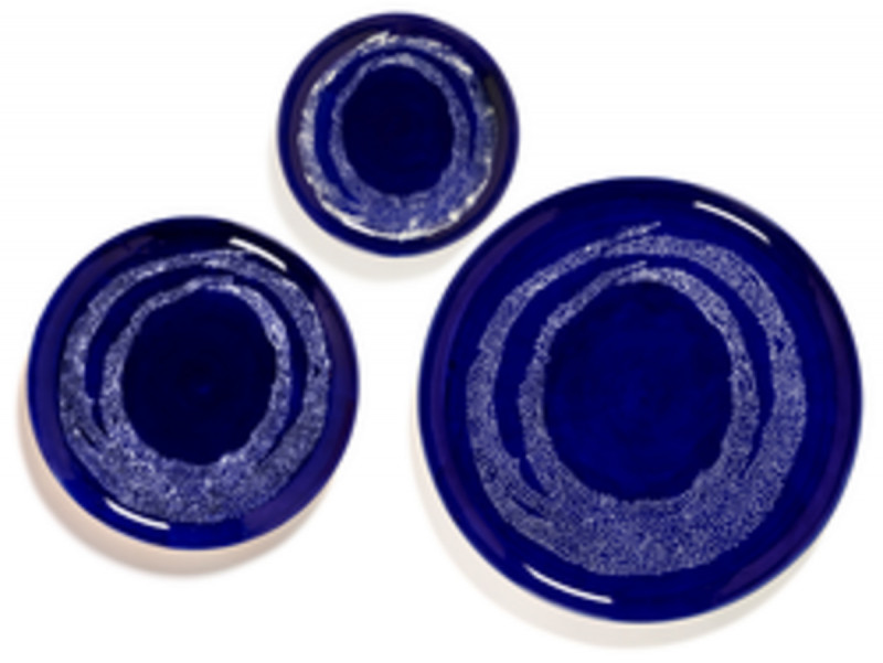 Assiette plate rond lapis lazuli swirl - points blancs grès émaillé Ø 35 cm Feast By Ottolenghi Serax