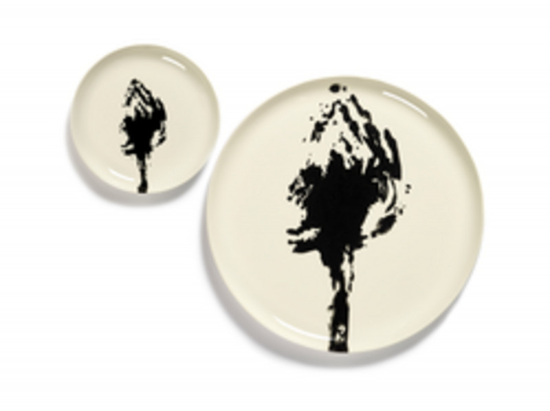 Assiette plate rond blanc artichaut noir grès émaillé Ø 35 cm Feast By Ottolenghi Serax