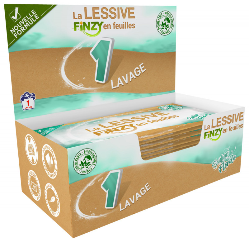 Lessive en feuille emballage individuel 40 doses Finzy