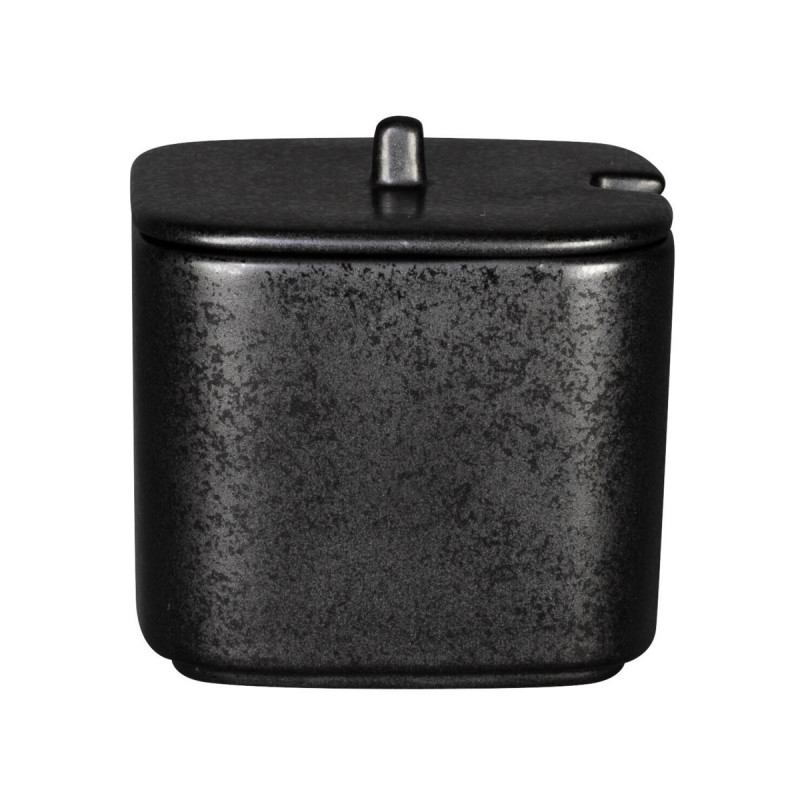 Couvercle pour sucrier carré noir porcelaine 8 cm Fractal Rak